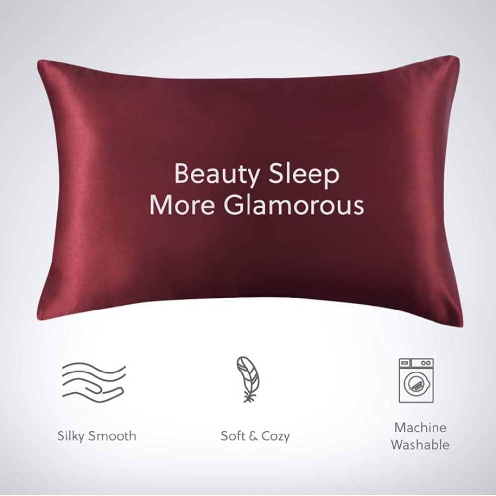 Burgundy Skin Silk Pillowcase Satin 2-Pack, 20x30” - Picture 3 of 7